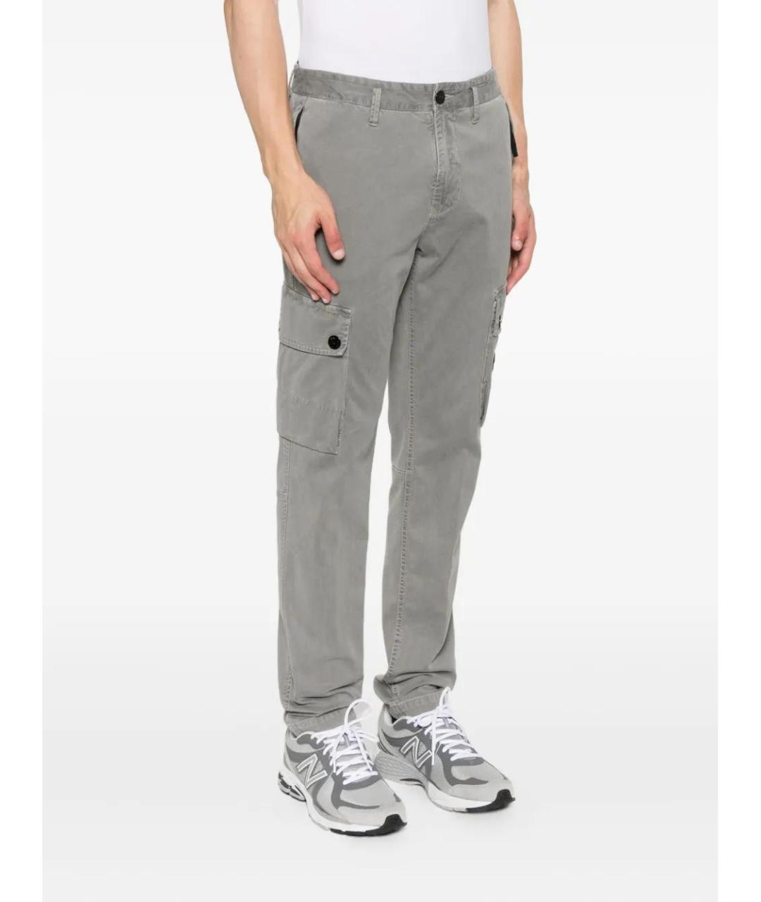 STONE ISLAND Серые хлопковые повседневные брюки, фото 3