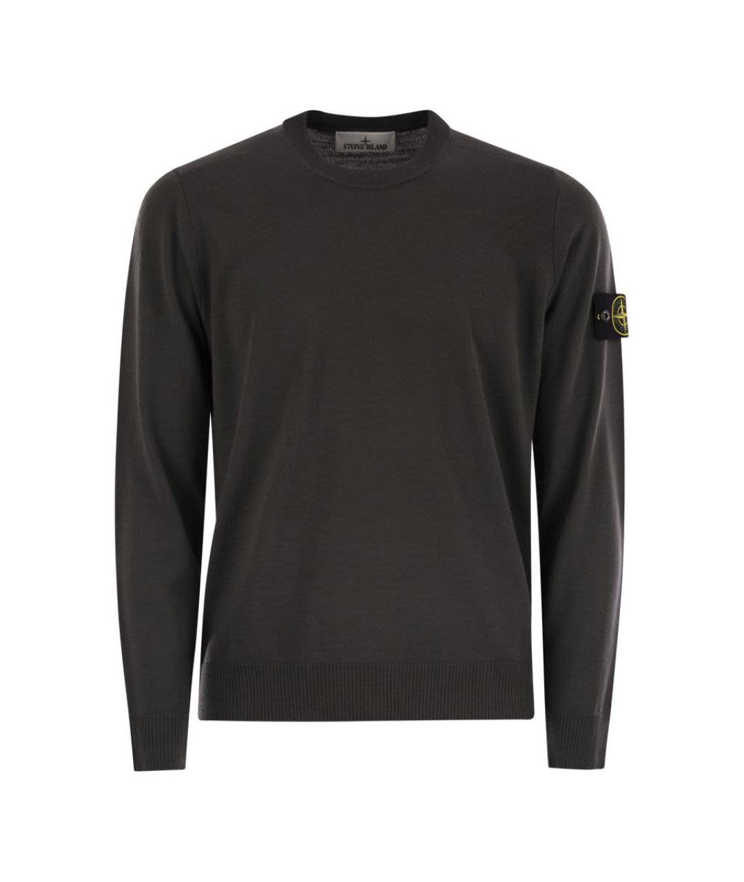 STONE ISLAND Антрацитовый шерстяной джемпер / свитер, фото 1