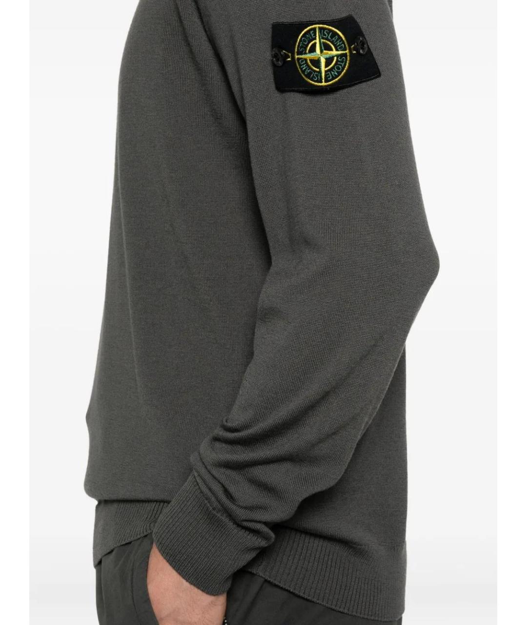 STONE ISLAND Антрацитовый шерстяной джемпер / свитер, фото 5