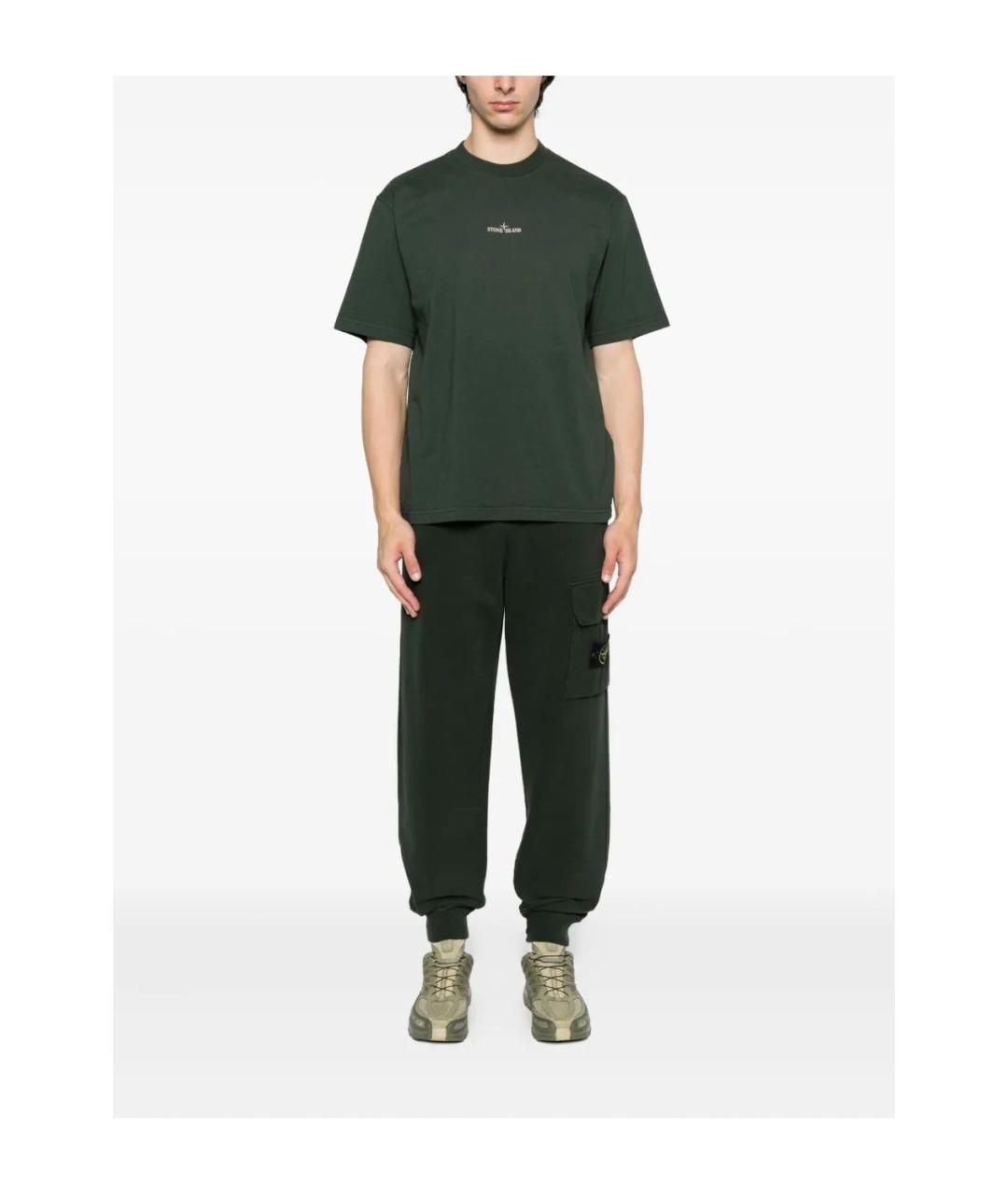 STONE ISLAND Зеленая хлопковая футболка, фото 2