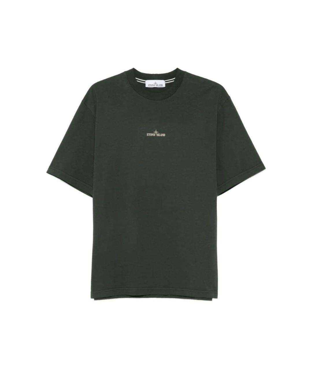 STONE ISLAND Зеленая хлопковая футболка, фото 1