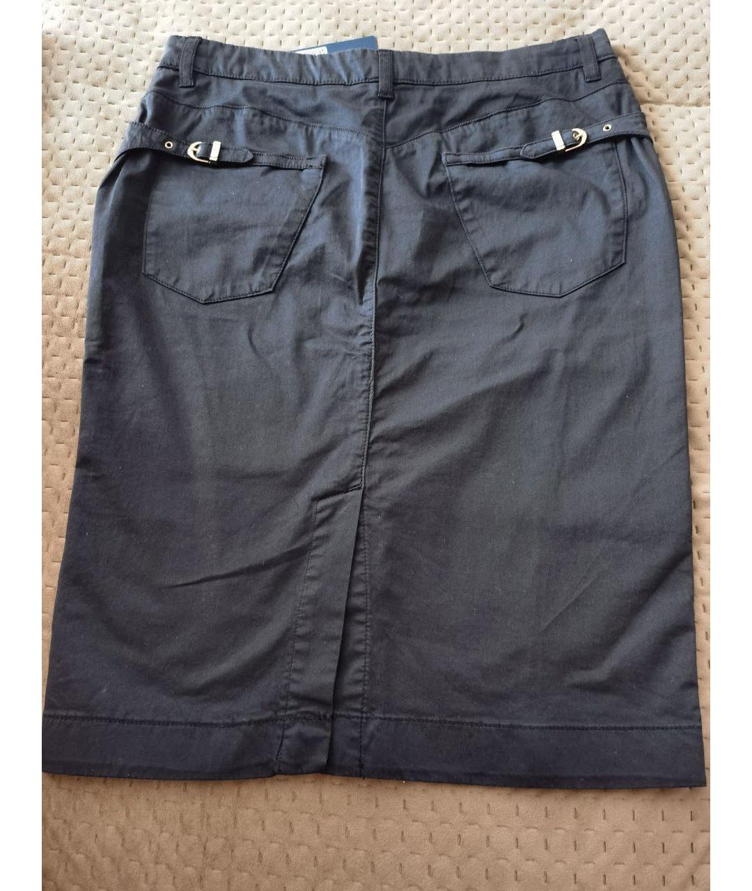 TRUSSARDI JEANS Темно-синяя хлопковая юбка миди, фото 2