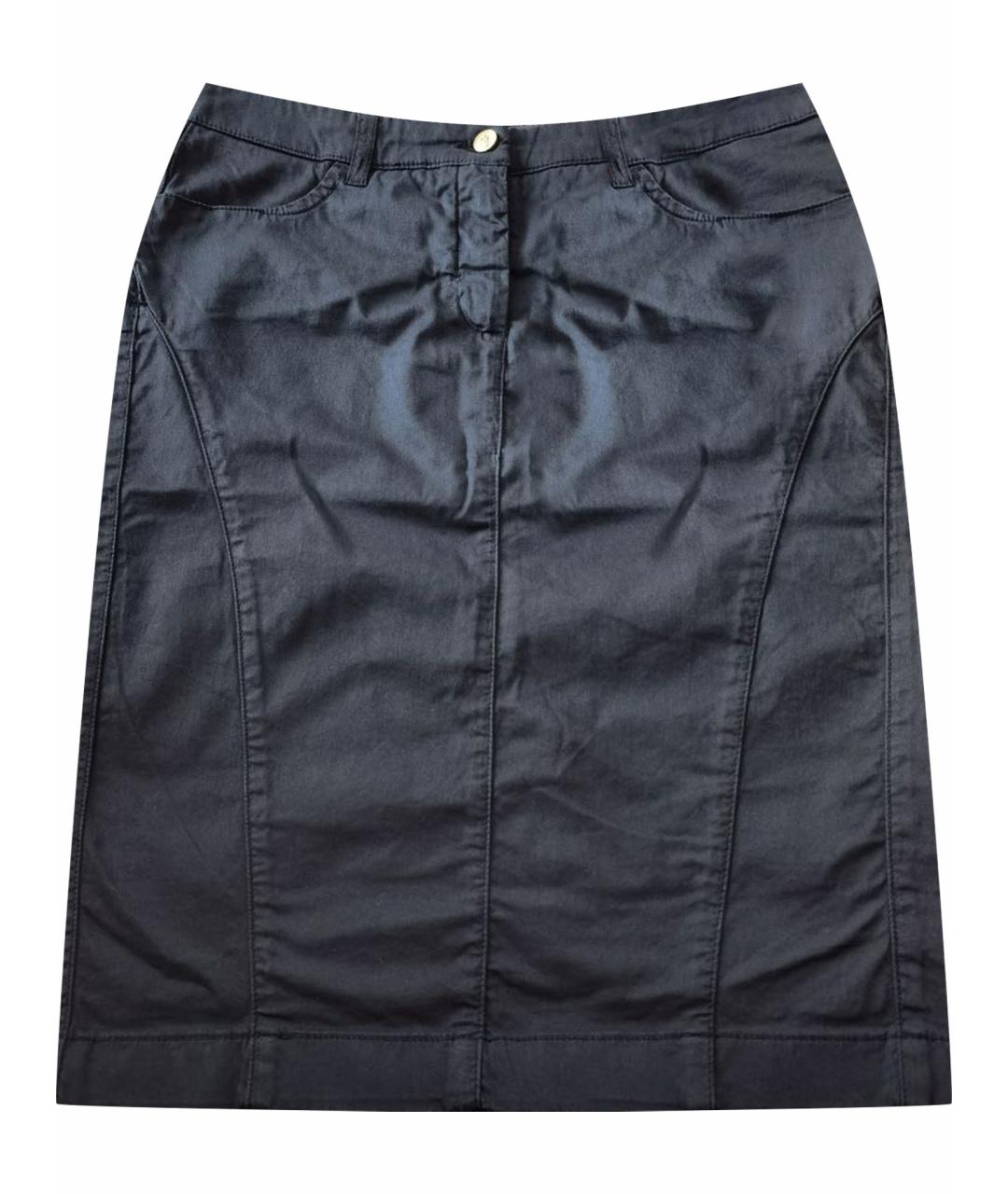 TRUSSARDI JEANS Темно-синяя хлопковая юбка миди, фото 1