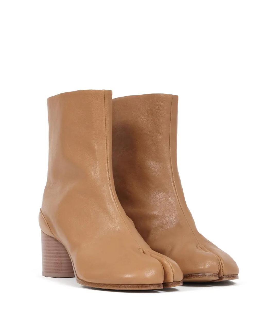 MAISON MARGIELA Бежевые кожаные ботильоны, фото 2