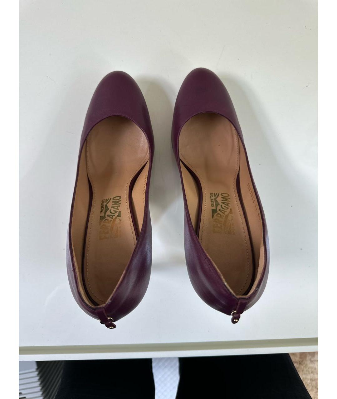 FERRAGAMO Фиолетовые кожаные туфли, фото 3