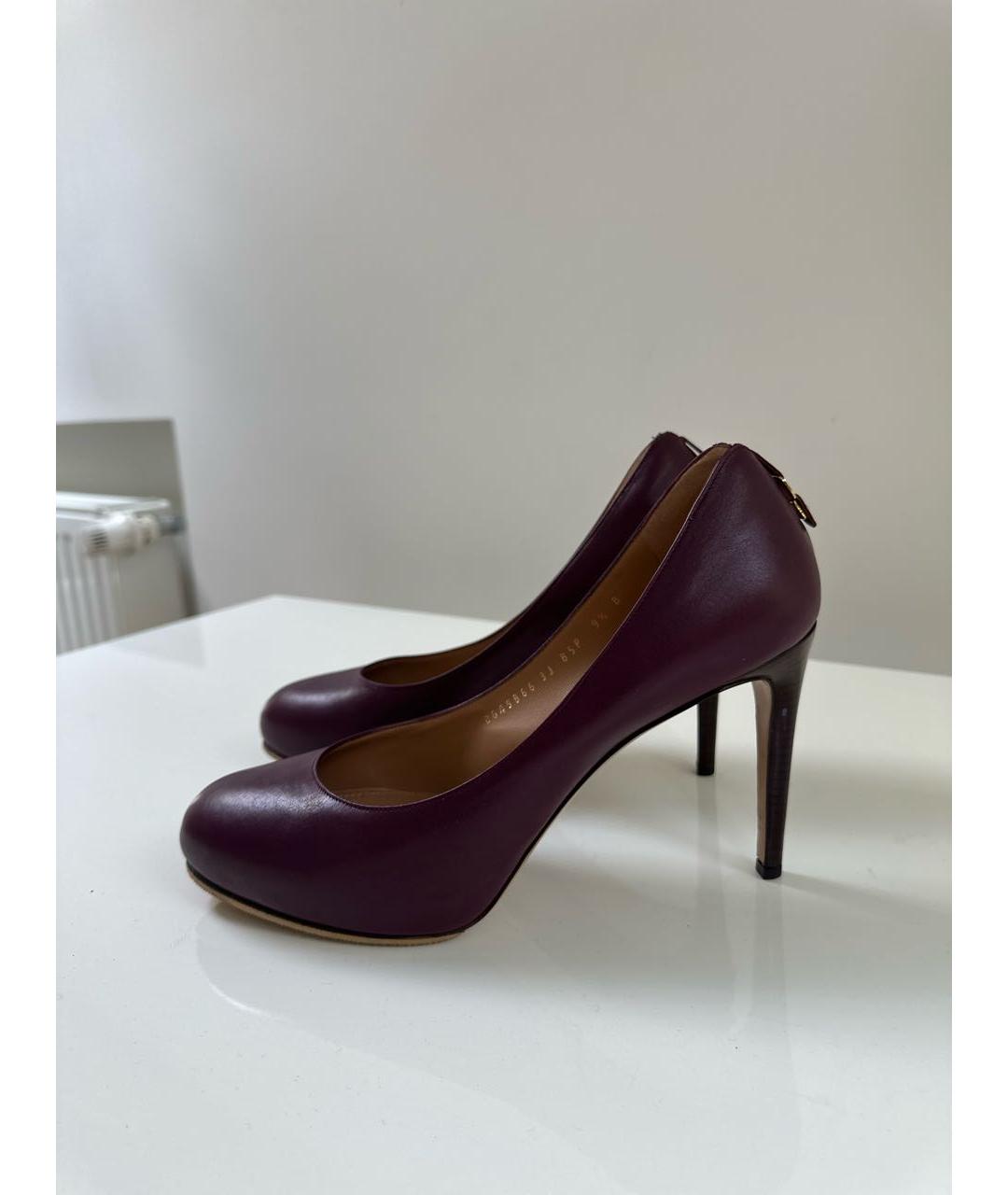 FERRAGAMO Фиолетовые кожаные туфли, фото 6