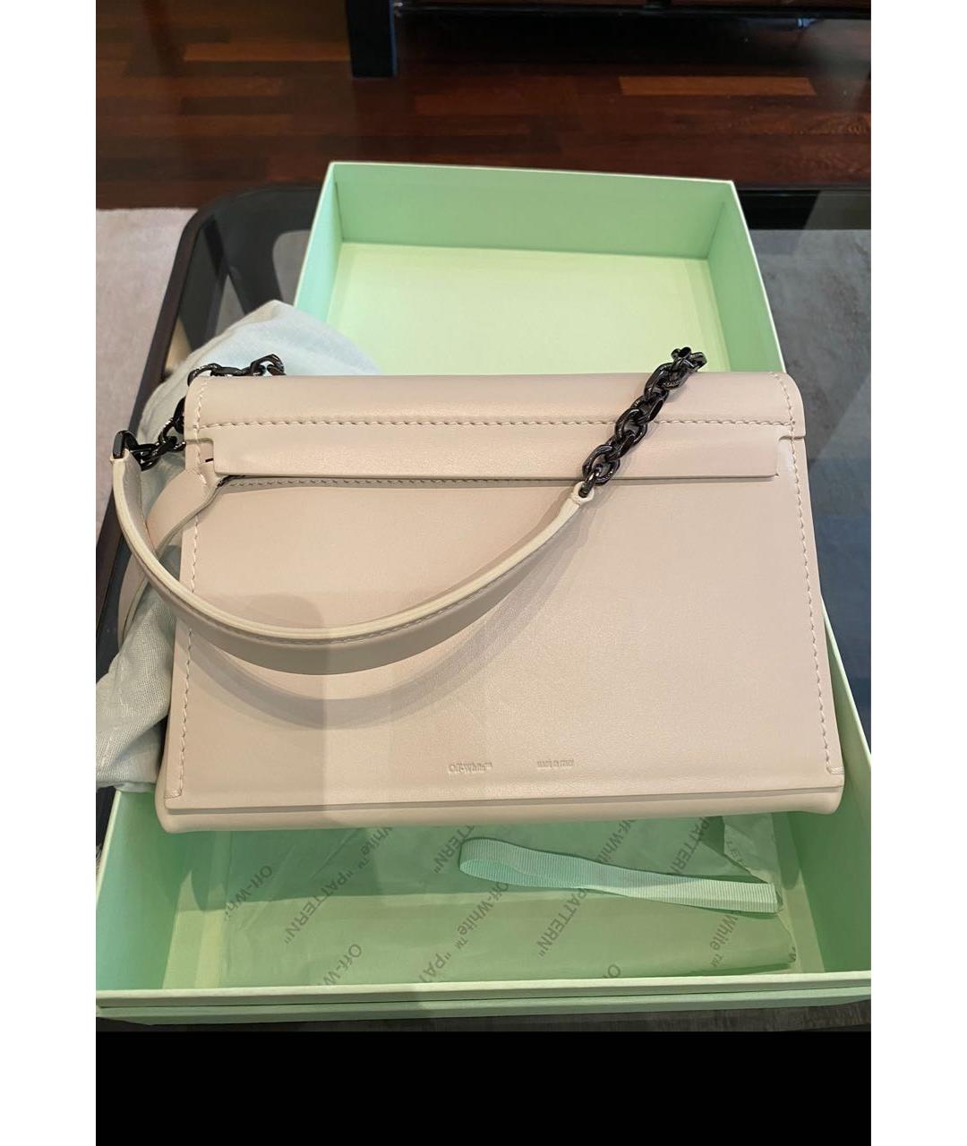 OFF-WHITE Бежевая кожаная сумка через плечо, фото 3