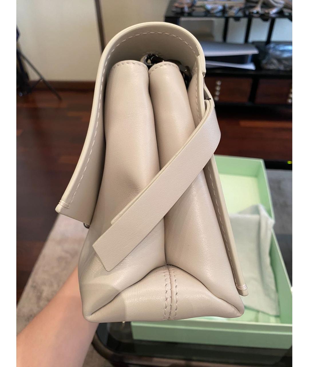OFF-WHITE Бежевая кожаная сумка через плечо, фото 7
