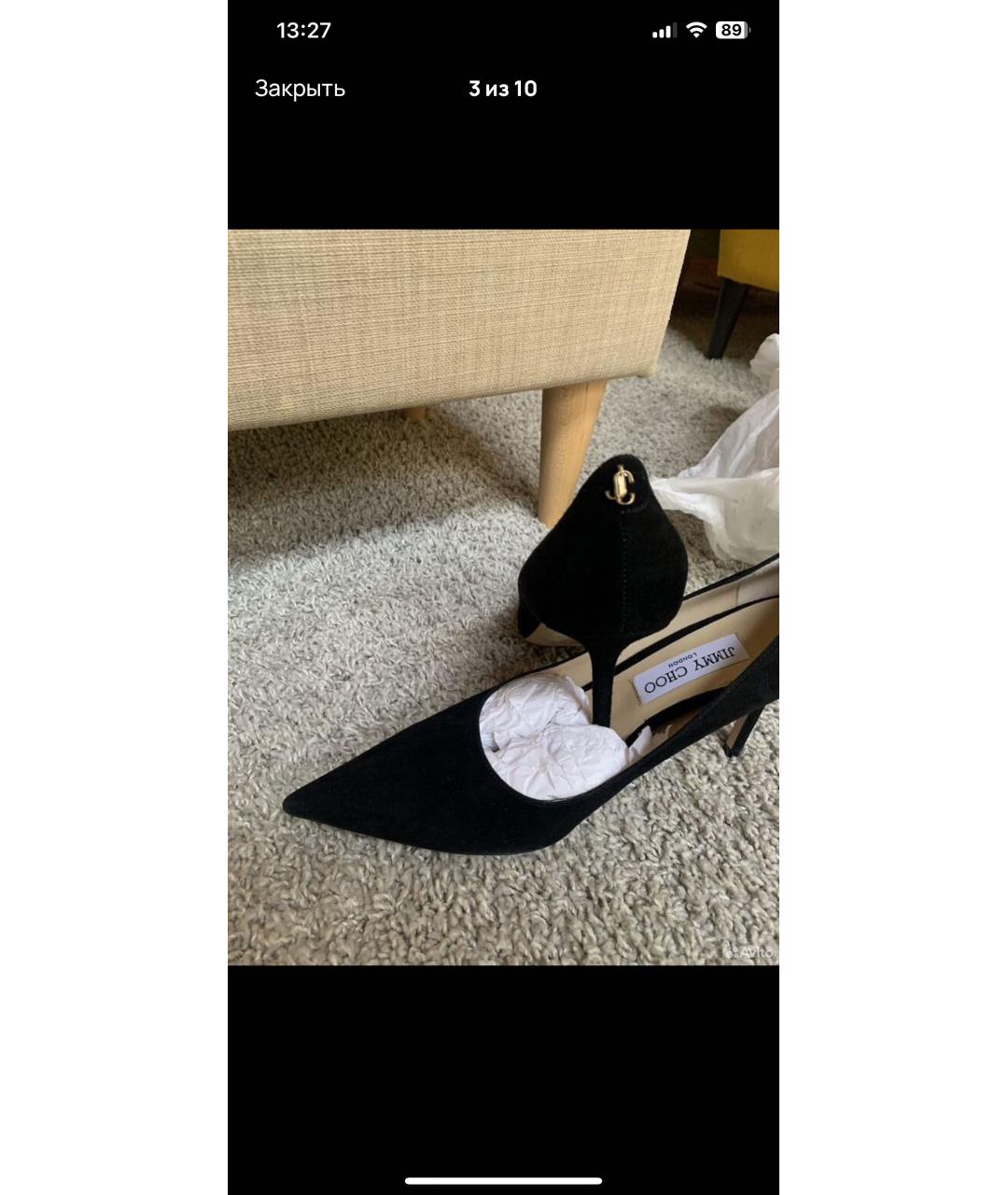 JIMMY CHOO Черные замшевые туфли, фото 3
