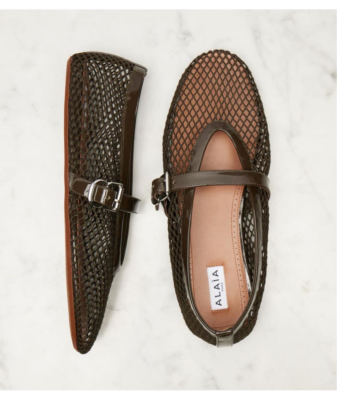 ALAIA Коричневые текстильные балетки, фото 6