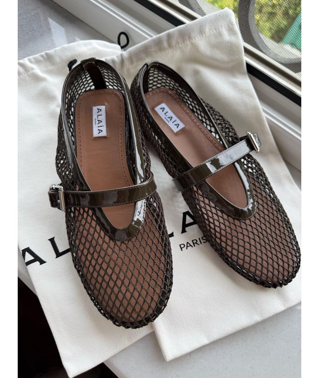 ALAIA Коричневые текстильные балетки, фото 2