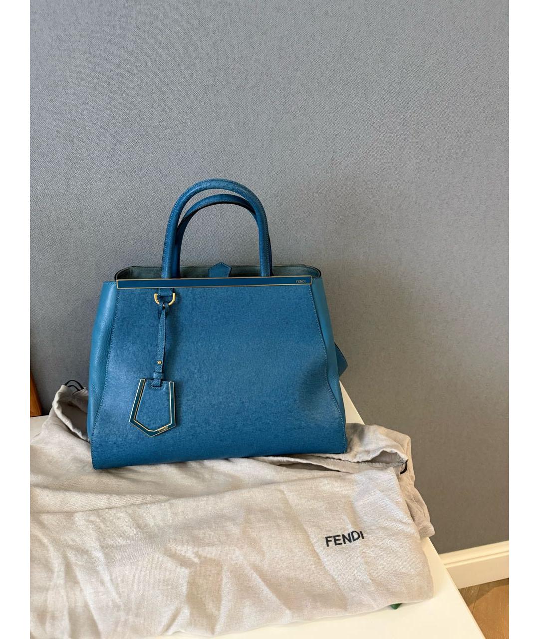 FENDI Синяя кожаная сумка с короткими ручками, фото 9