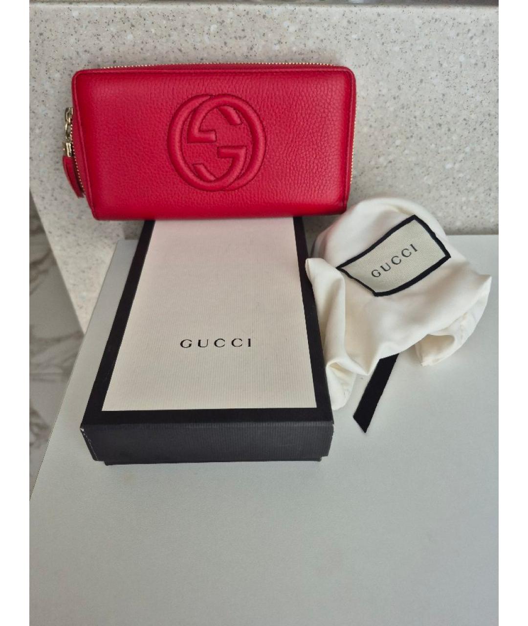 GUCCI Красный кожаный кошелек, фото 7