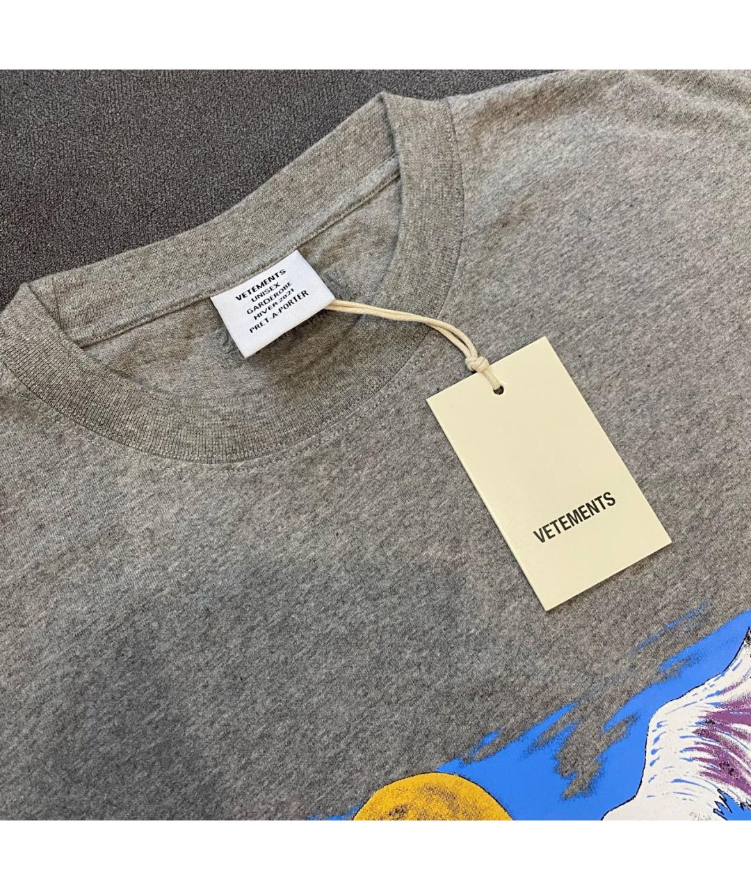 VETEMENTS Серая хлопковая футболка, фото 3