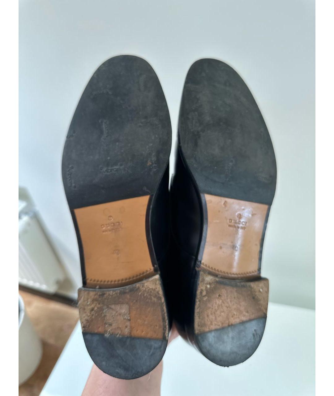 GUCCI Черные кожаные брогги и оксфорды, фото 5