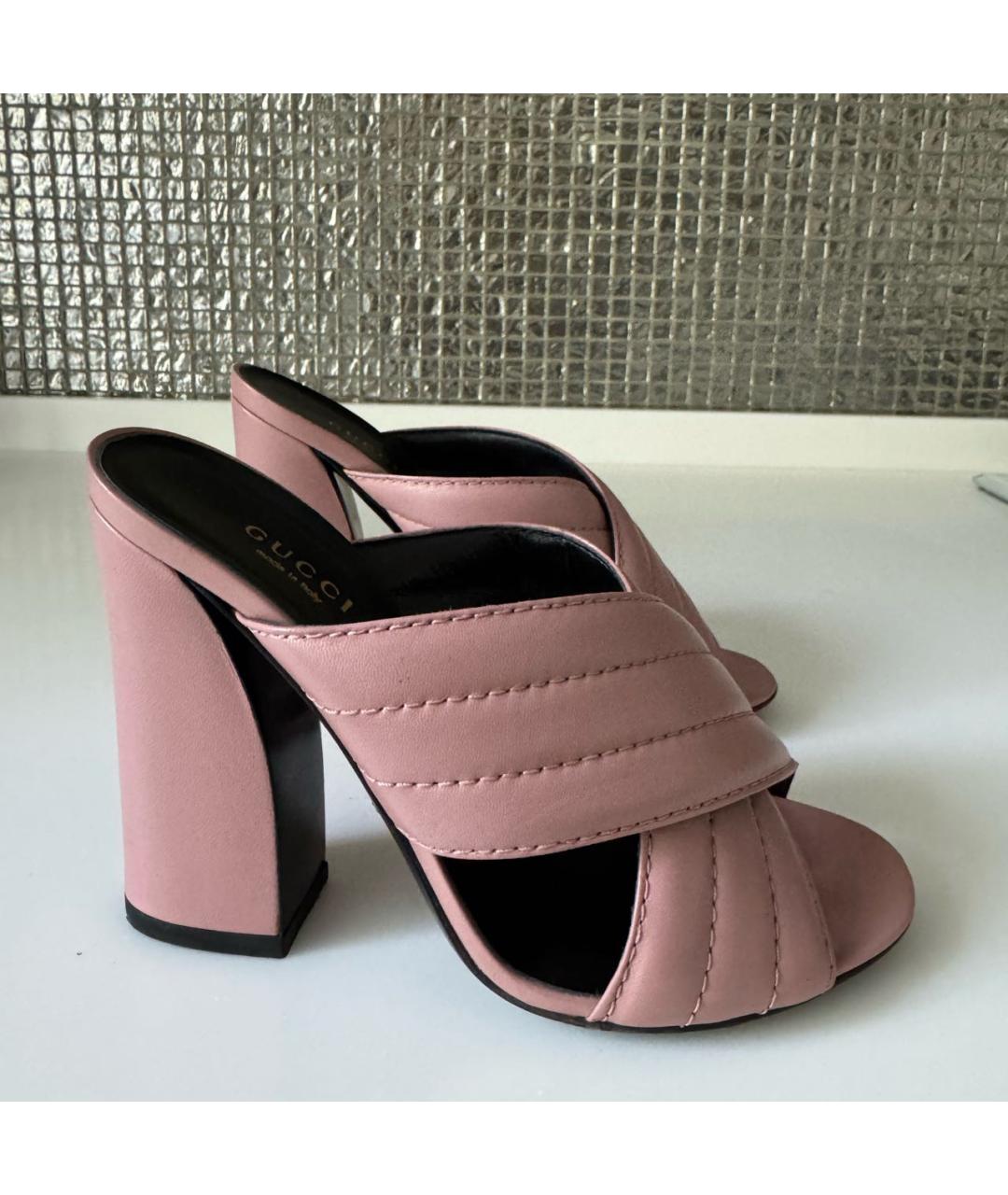 GUCCI Коралловые кожаные босоножки, фото 7