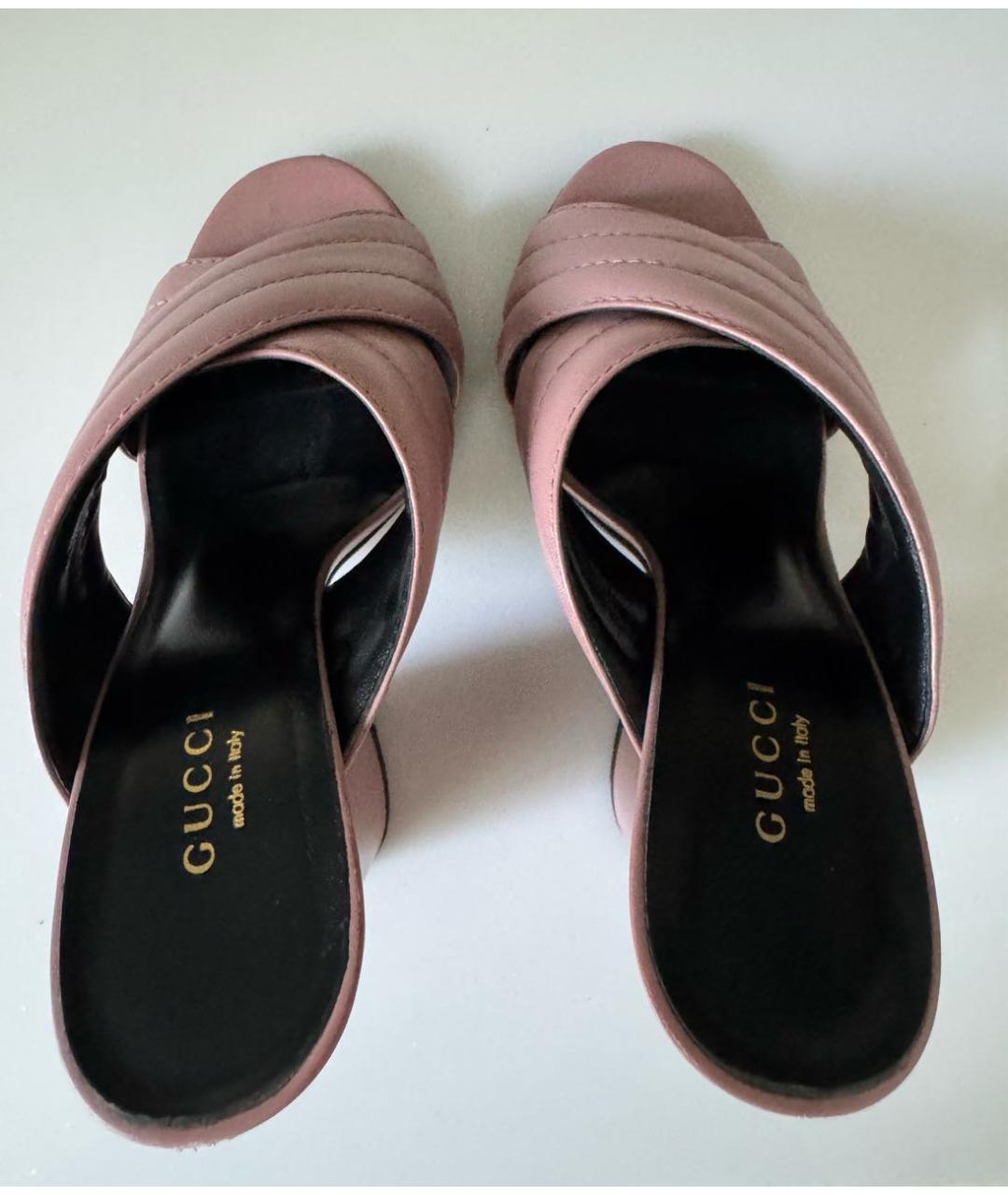 GUCCI Коралловые кожаные босоножки, фото 3
