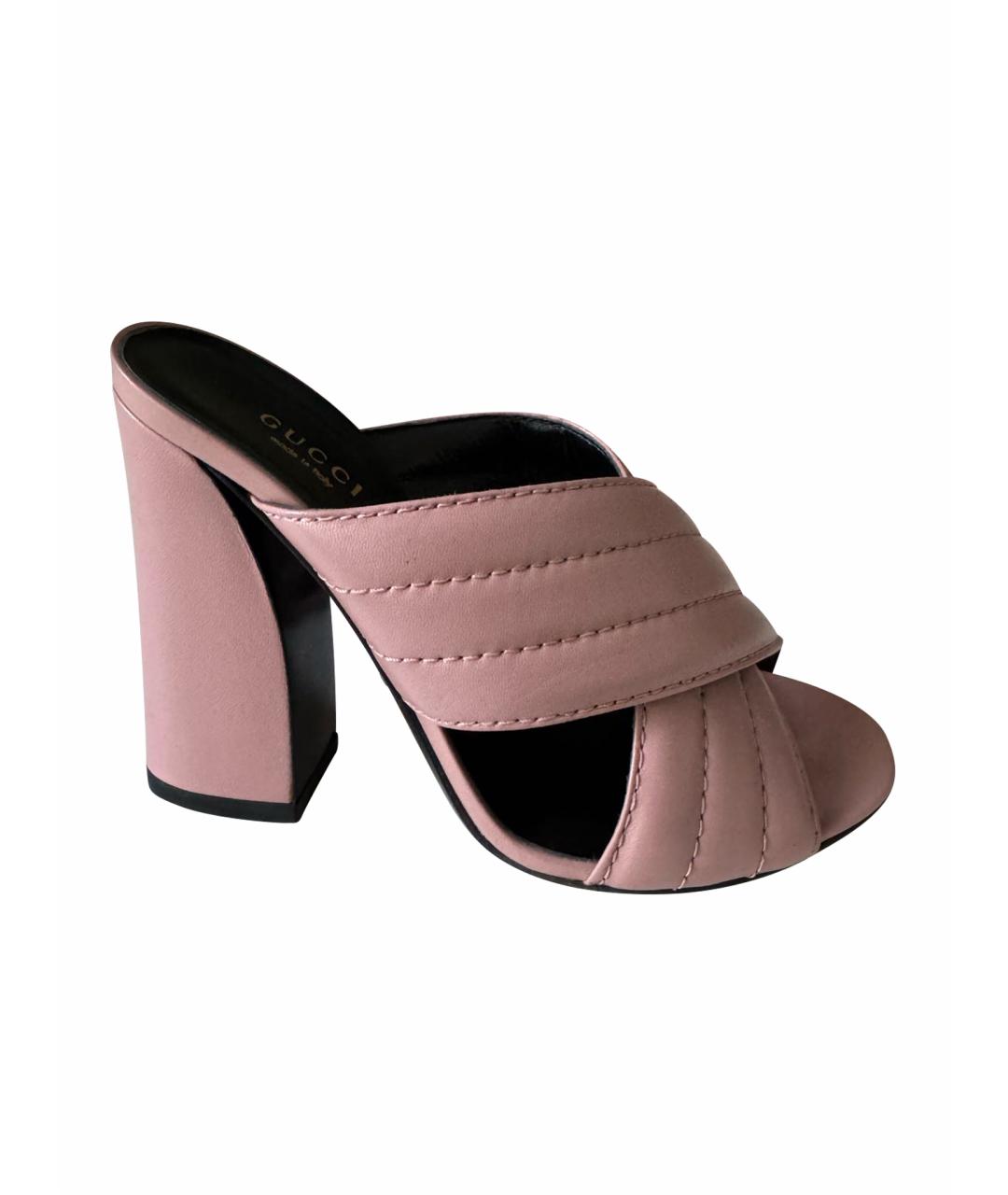 GUCCI Коралловые кожаные босоножки, фото 1