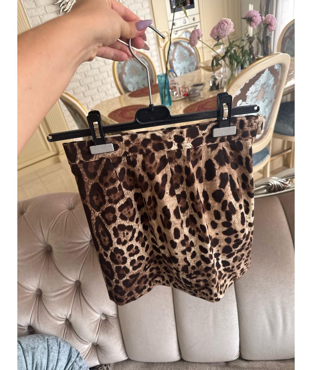 DOLCE&GABBANA Коричневая хлопковая юбка мини, фото 5