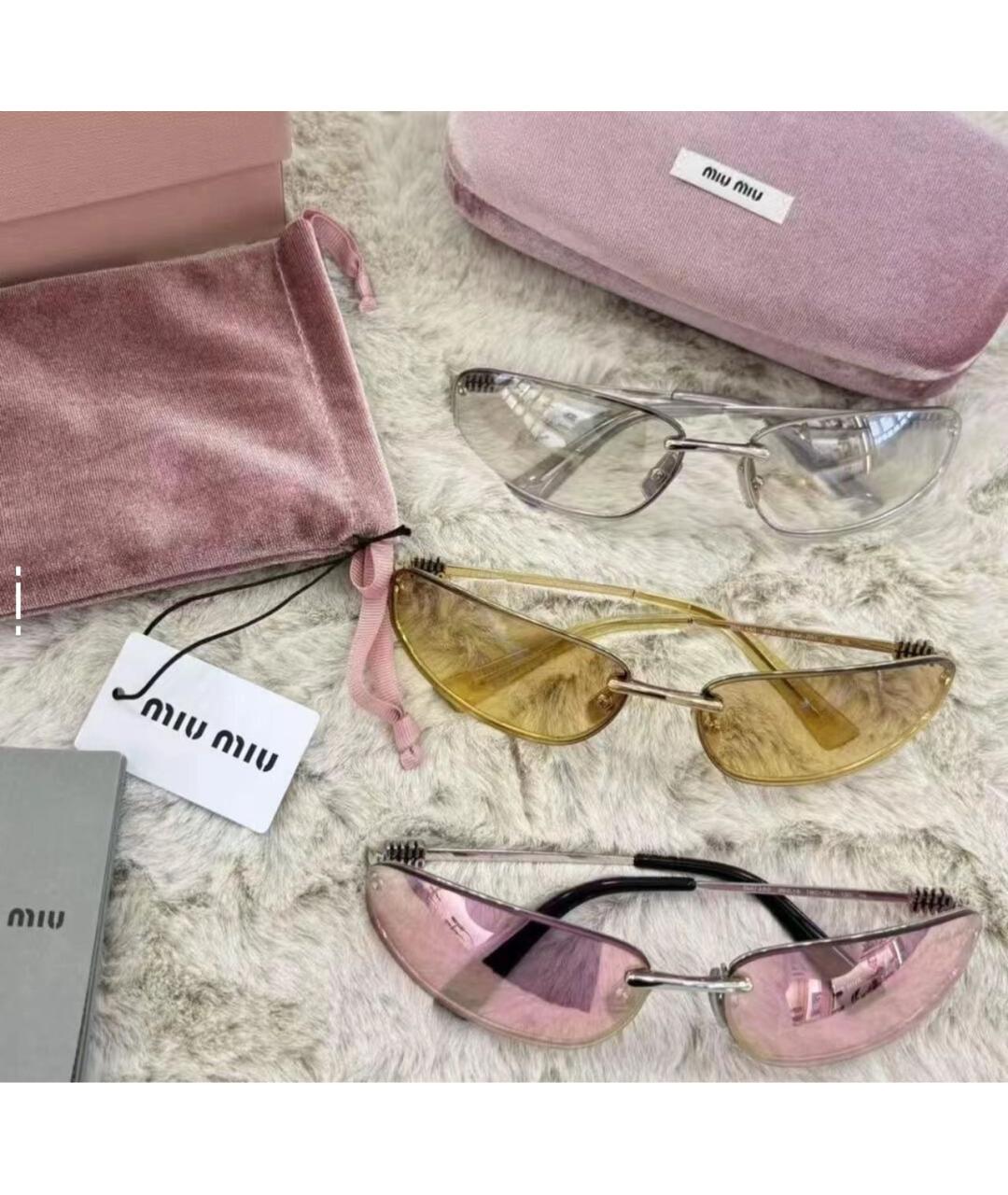 MIU MIU Розовые металлические солнцезащитные очки, фото 6