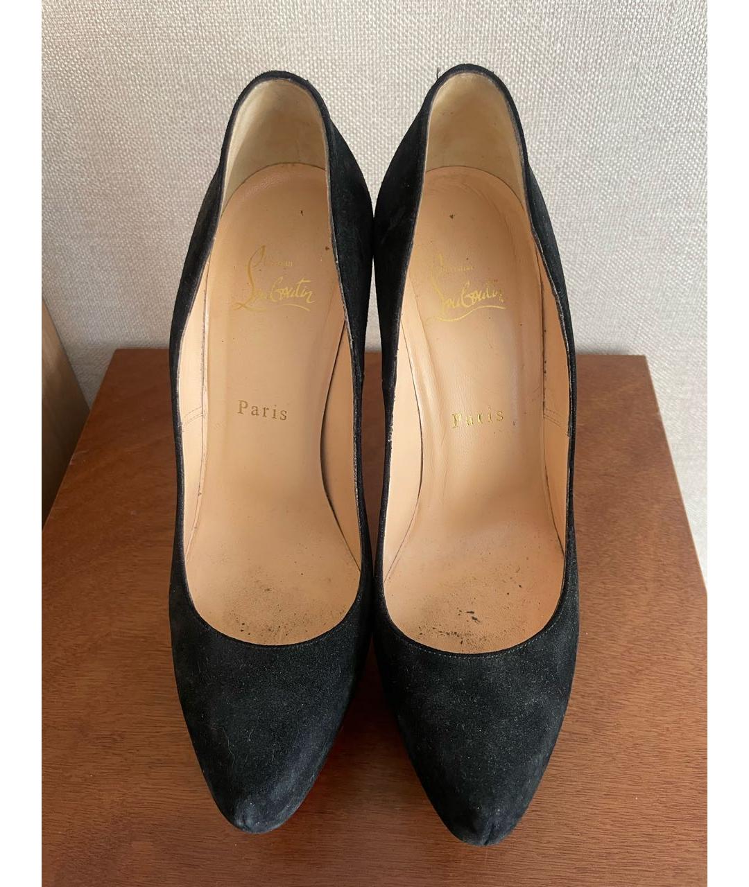 CHRISTIAN LOUBOUTIN Черные замшевые туфли, фото 2