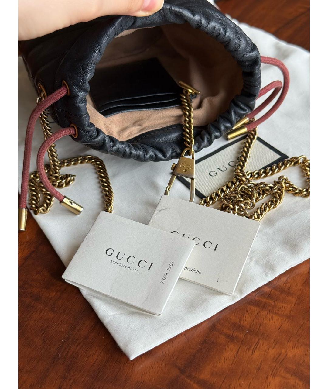 GUCCI Черная кожаная сумка через плечо, фото 4