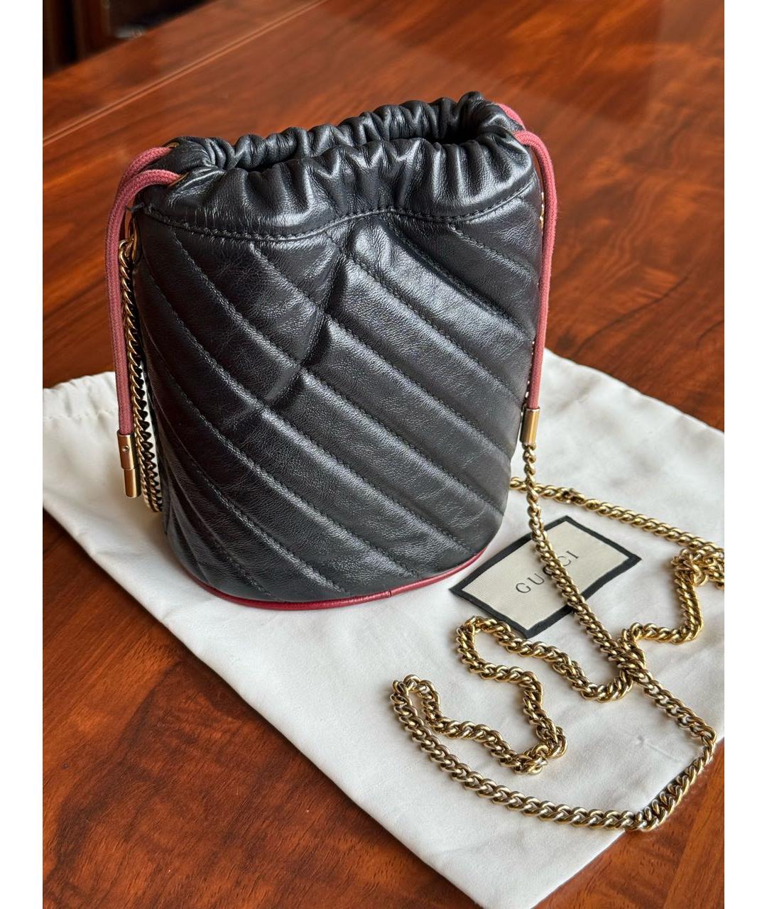 GUCCI Черная кожаная сумка через плечо, фото 3