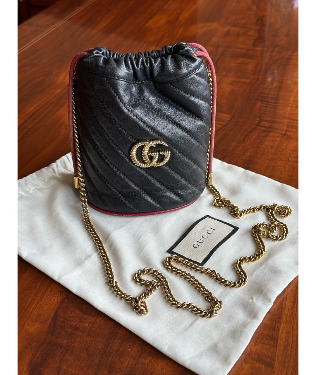 GUCCI Черная кожаная сумка через плечо, фото 5