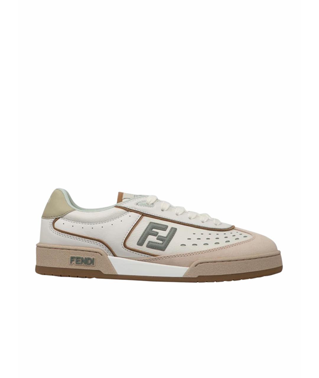 FENDI Белые кожаные кеды, фото 1