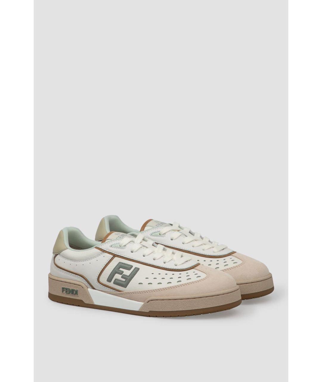 FENDI Белые кожаные кеды, фото 3