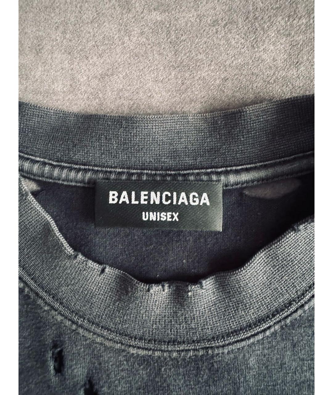 BALENCIAGA Черная хлопковая футболка, фото 5
