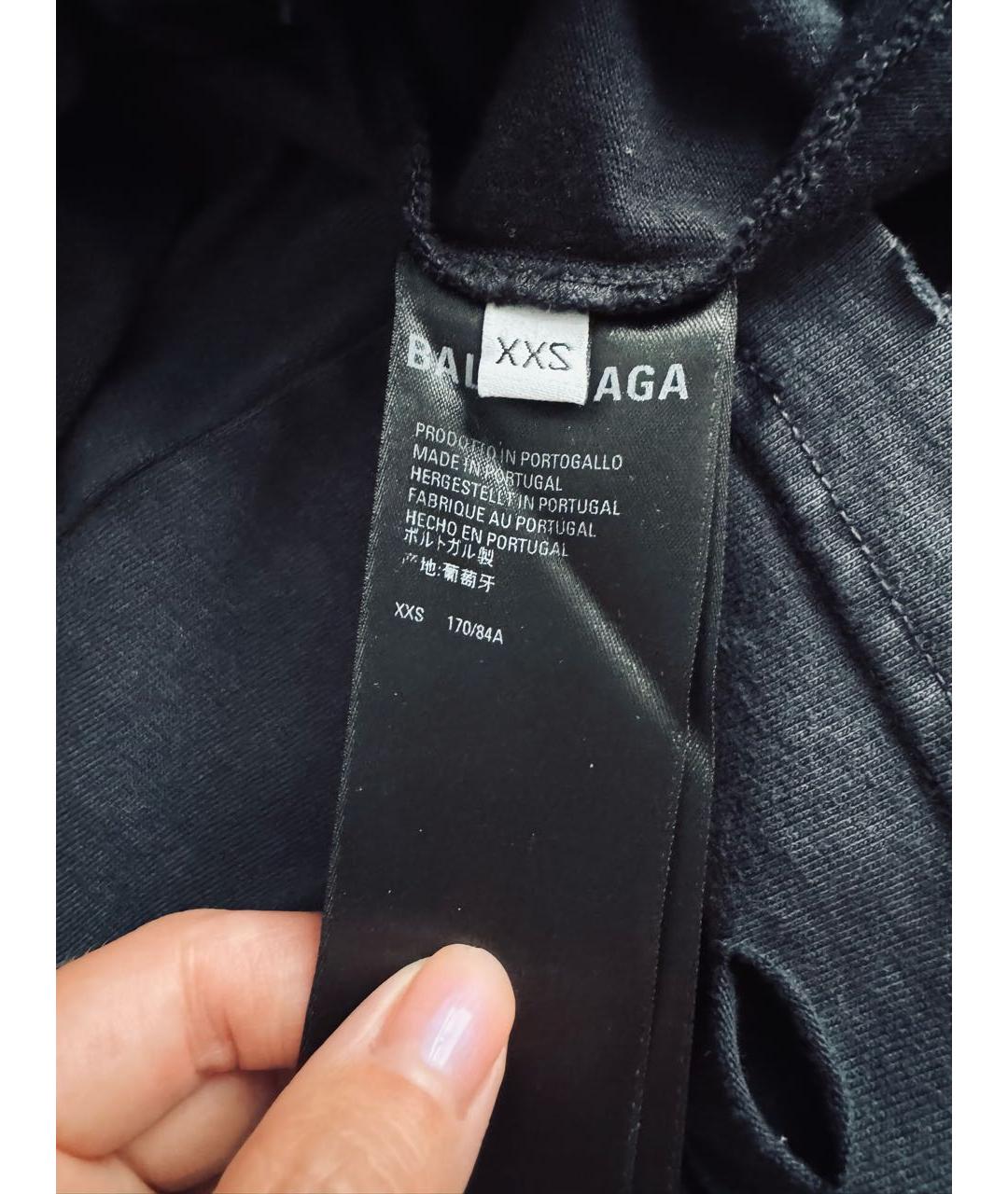 BALENCIAGA Черная хлопковая футболка, фото 6