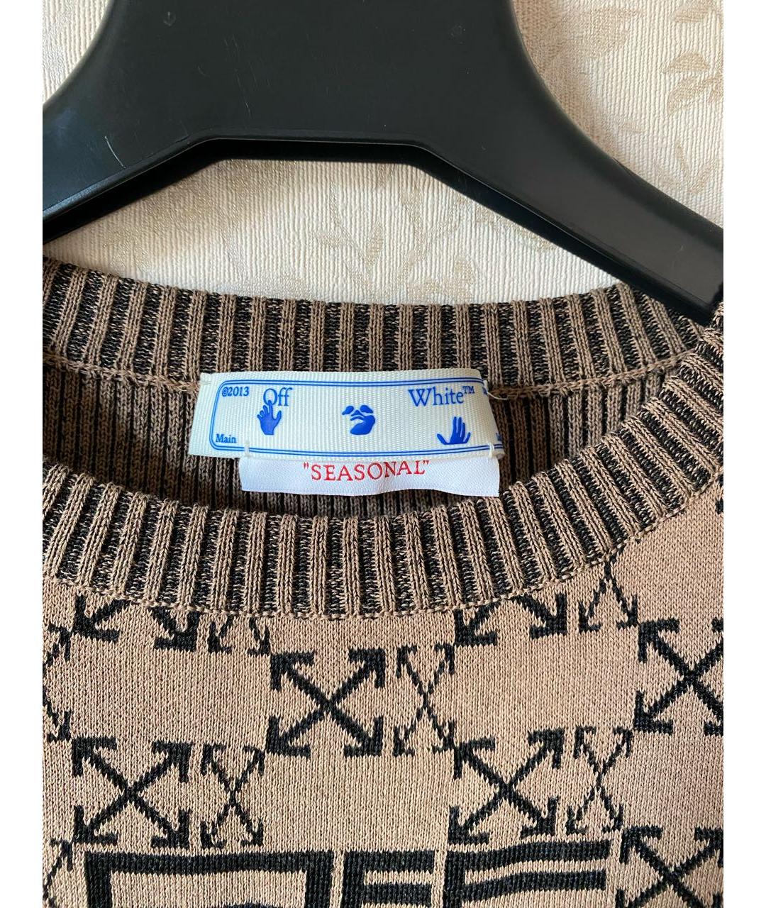 OFF-WHITE Коричневый хлопковый джемпер / свитер, фото 4