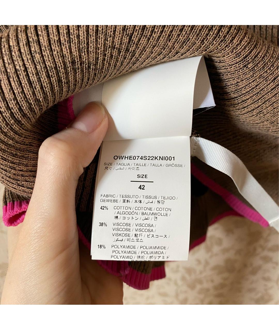 OFF-WHITE Коричневый хлопковый джемпер / свитер, фото 6