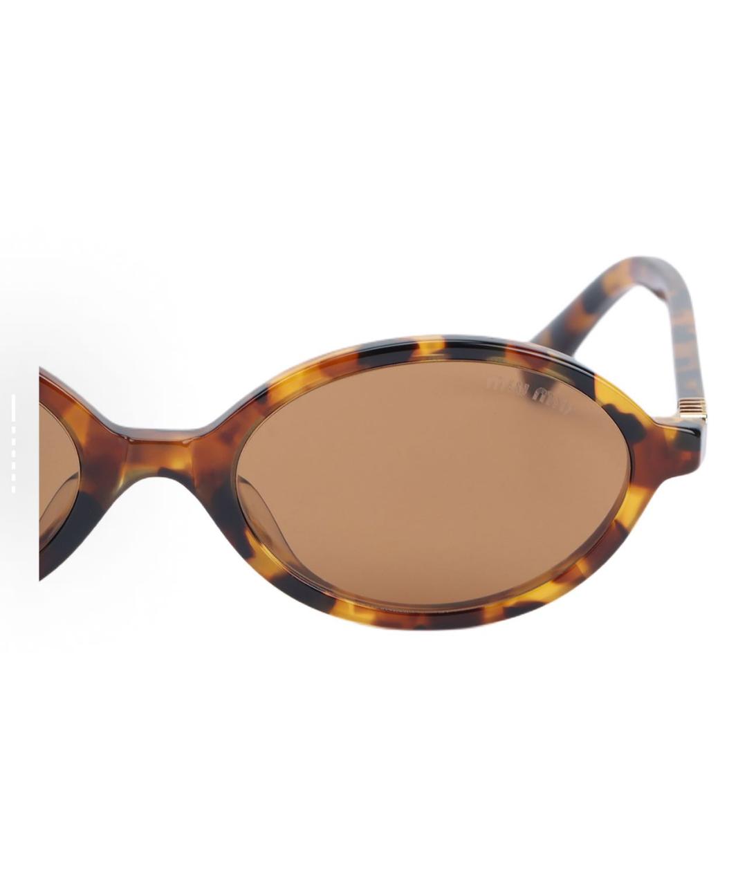 MIU MIU Коричневые пластиковые солнцезащитные очки, фото 4