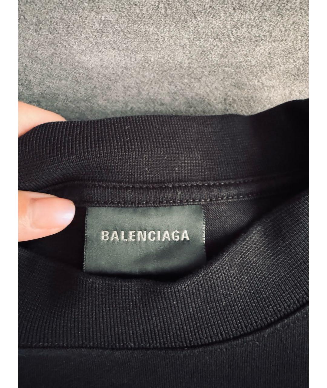 BALENCIAGA Черная хлопковая футболка, фото 5
