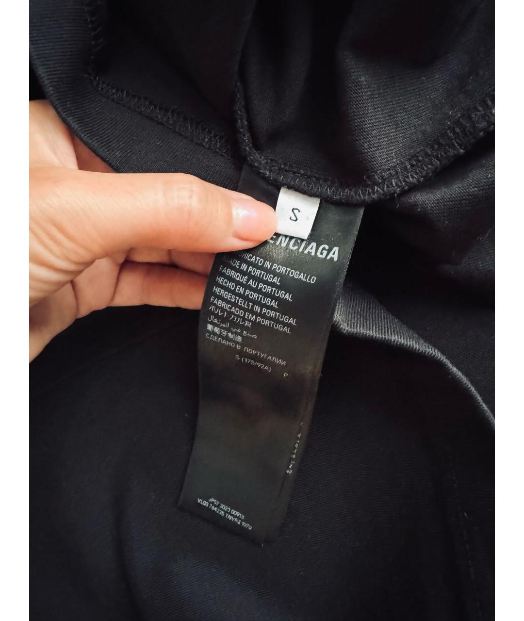 BALENCIAGA Черная хлопковая футболка, фото 4