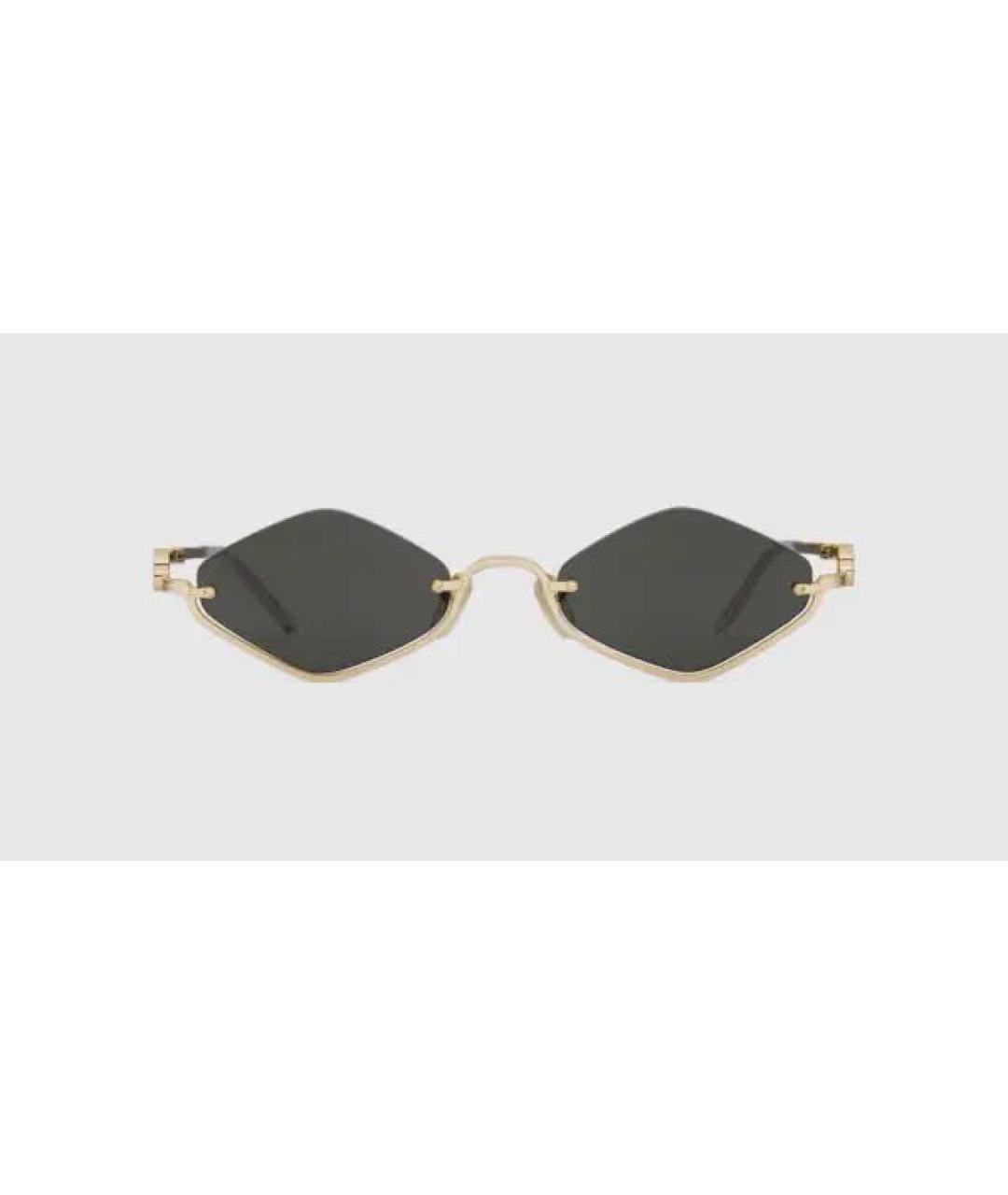 GUCCI Золотые металлические солнцезащитные очки, фото 5
