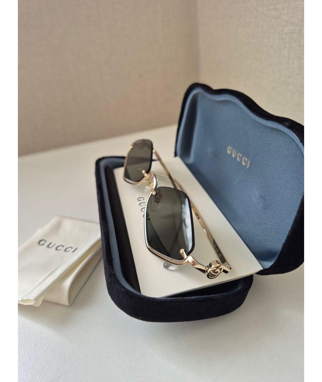 GUCCI Золотые металлические солнцезащитные очки, фото 4