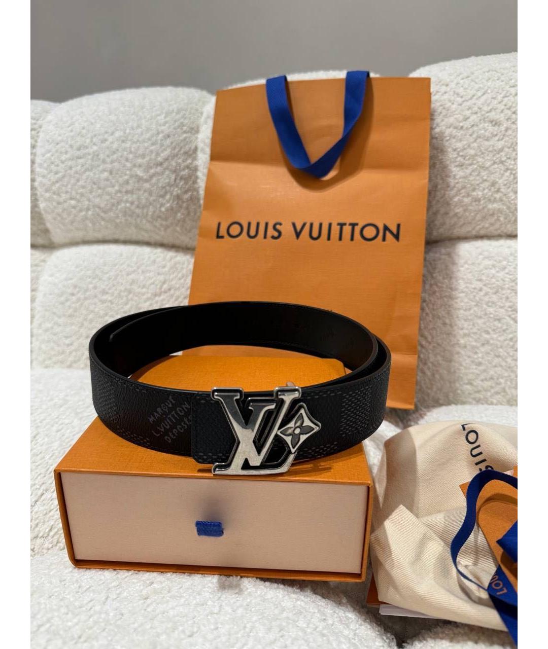 LOUIS VUITTON Черный кожаный ремень, фото 4