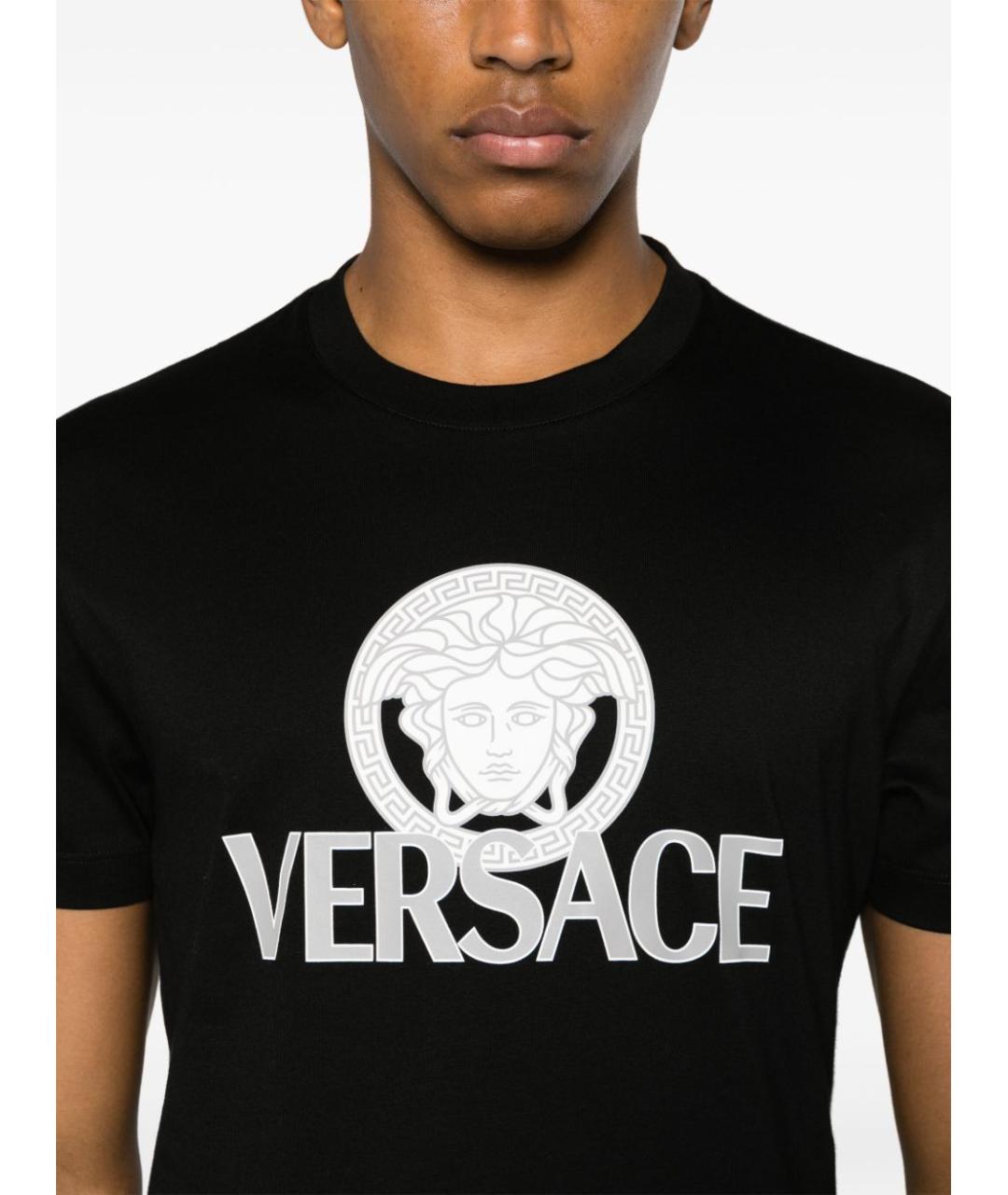 VERSACE Черная хлопковая футболка, фото 5