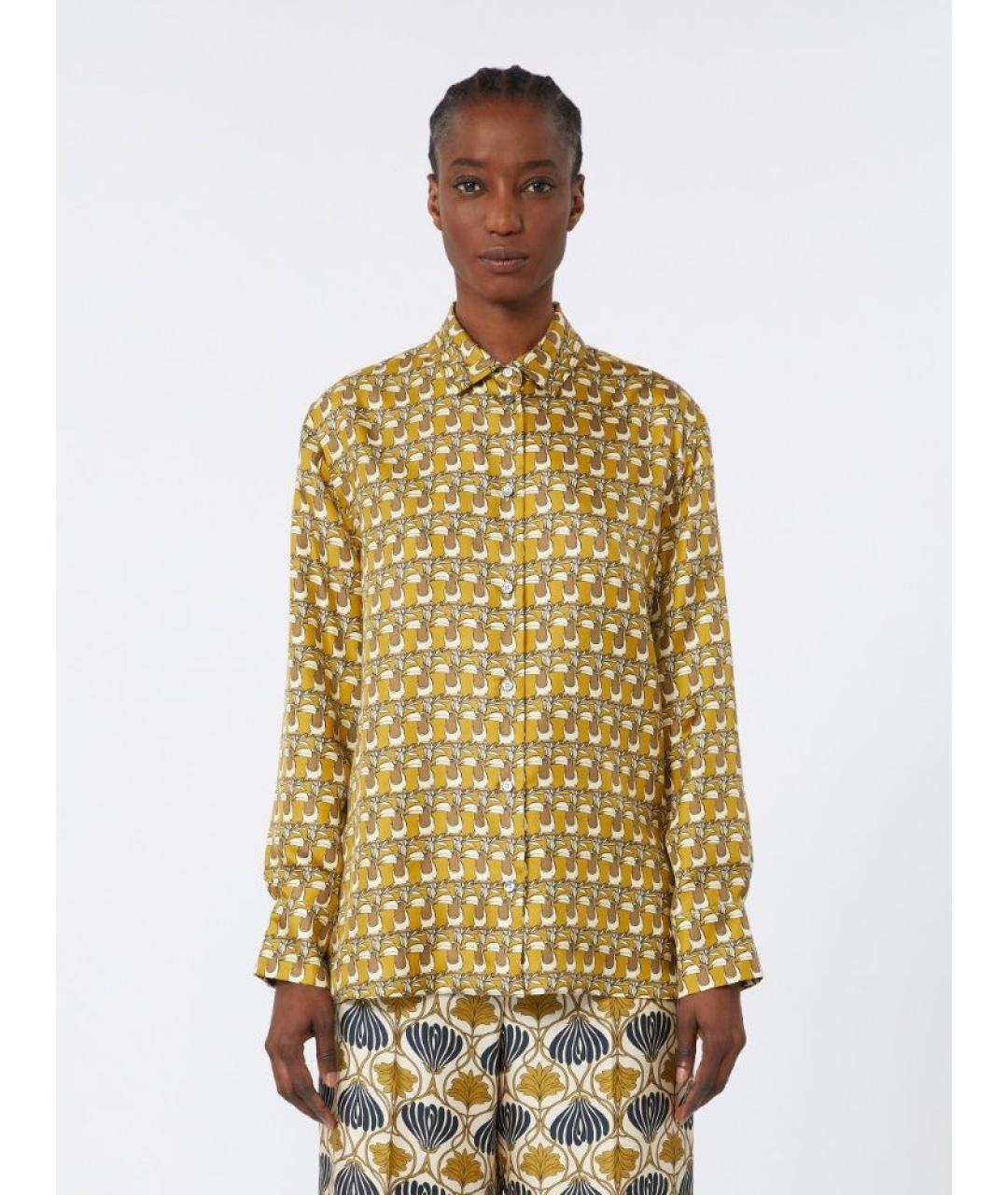 'S MAX MARA Желтая шелковая рубашка, фото 2