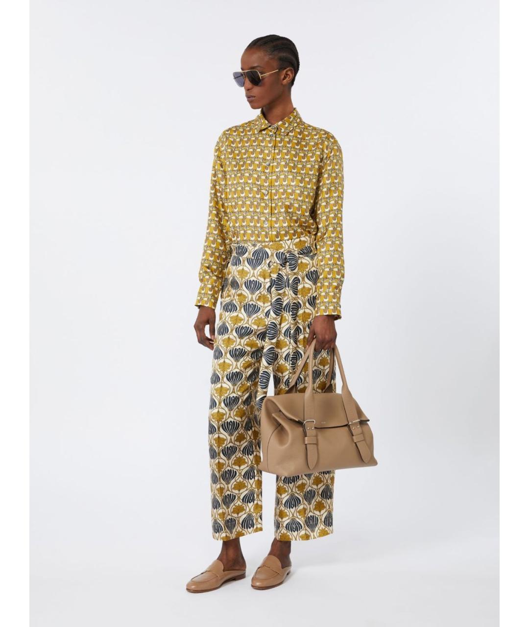 'S MAX MARA Желтая шелковая рубашка, фото 4