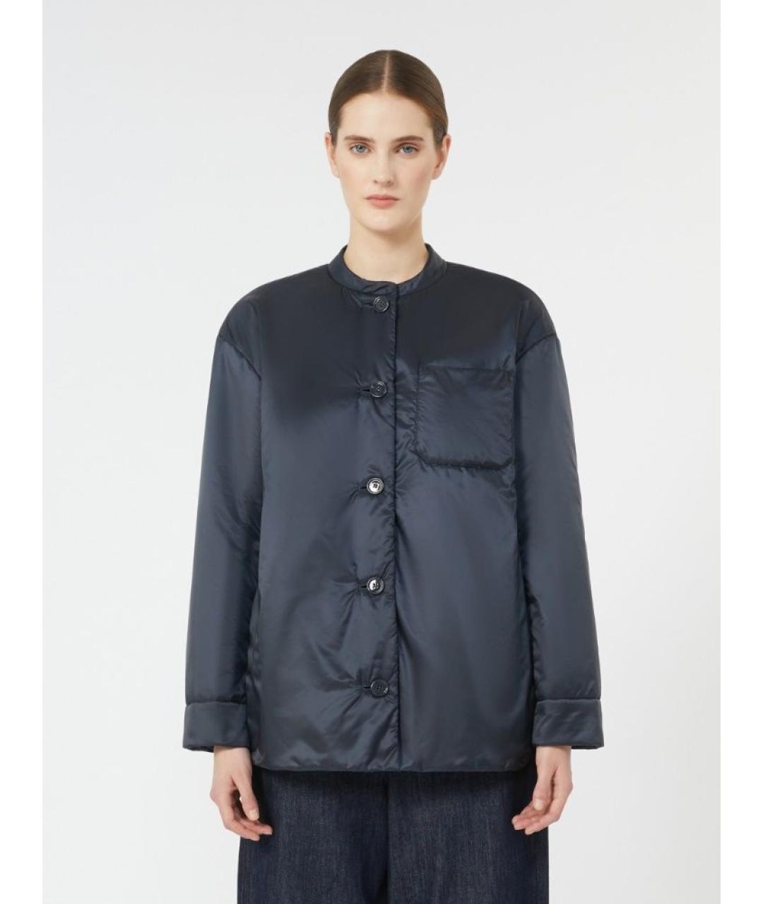 MAX MARA Темно-синяя полиэстеровая куртка, фото 2