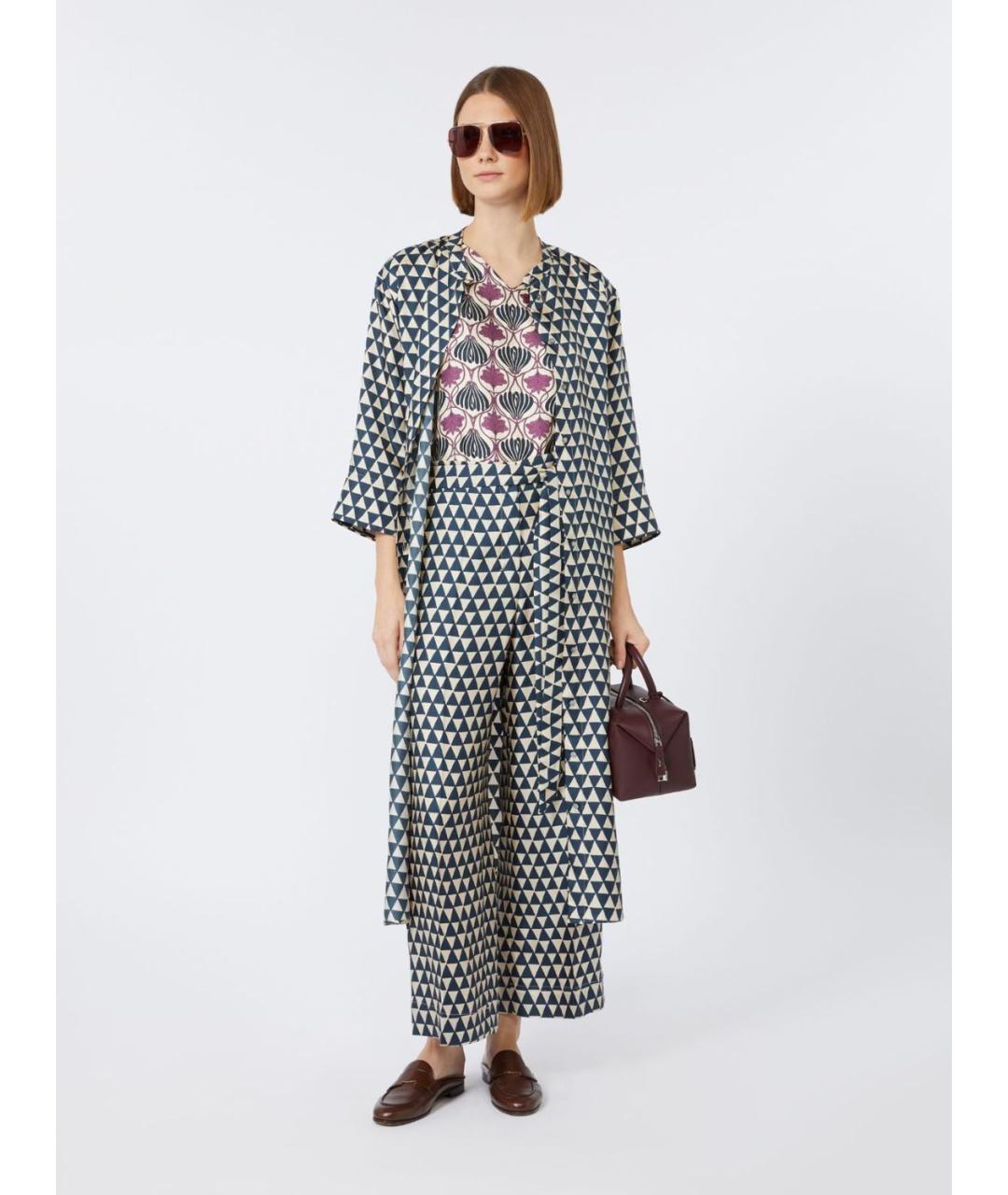 'S MAX MARA Синее шелковое повседневное платье, фото 4