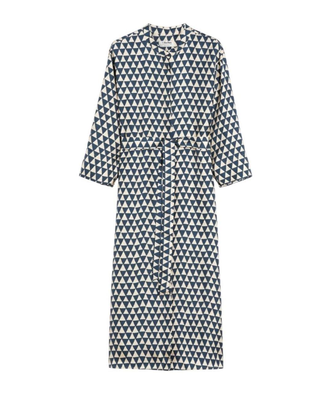 'S MAX MARA Синее шелковое повседневное платье, фото 1