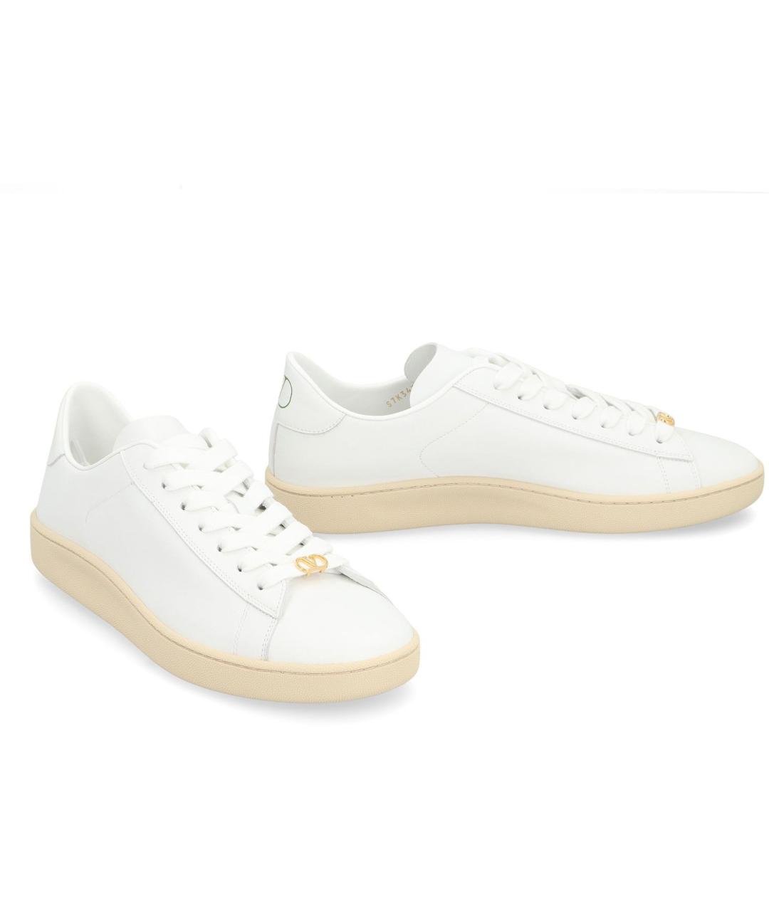 VALENTINO Белые кожаные низкие кроссовки / кеды, фото 3