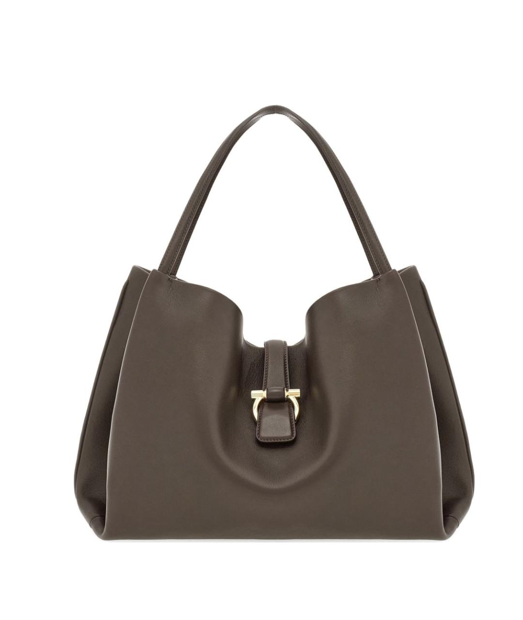 FERRAGAMO Серая кожаная сумка тоут, фото 1