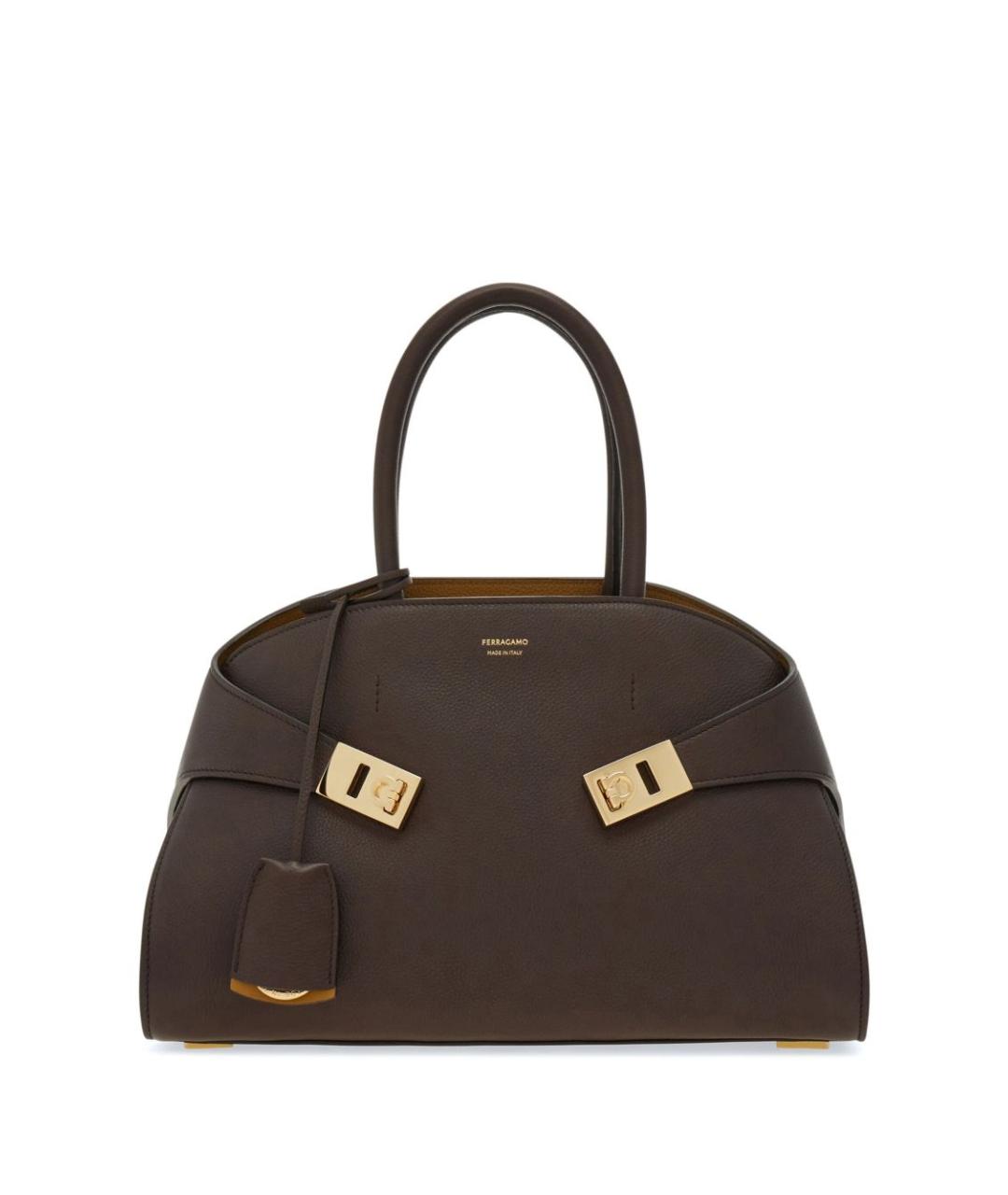 FERRAGAMO Коричневая кожаная сумка тоут, фото 1