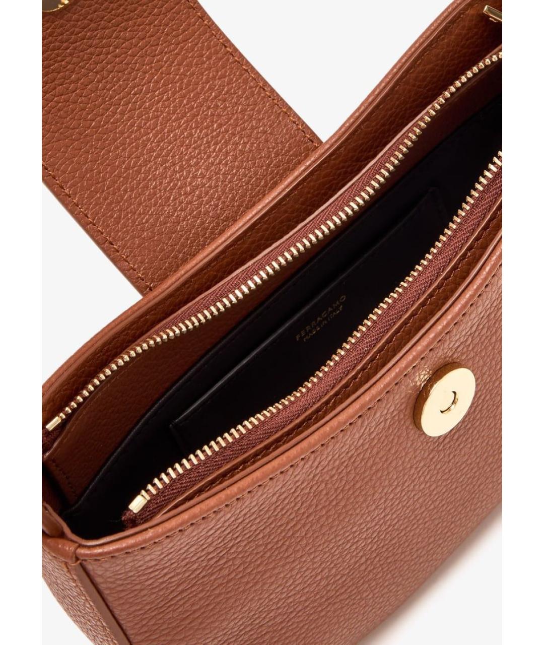 FERRAGAMO Коричневая кожаная сумка через плечо, фото 4